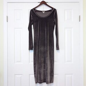 Size L Aritzia Wilfred Free Anouk Velvet Silver Grey Midi Dress